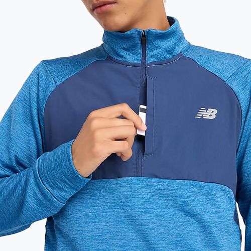 Мъжка блуза с дълъг ръкав за бягане New Balance Athletics Heat Grid 1/2 Zip heron blue