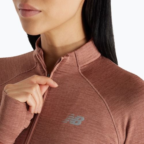 Дамска блуза с дълъг ръкав за бягане New Balance Athletics Heat Grid 1/2 Zip sparrow heather