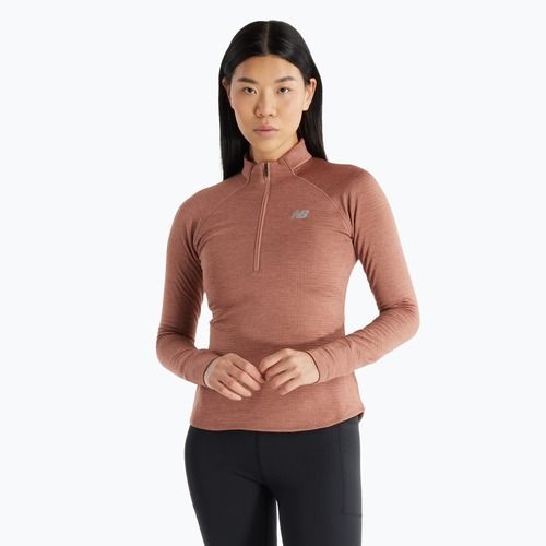 Дамска блуза с дълъг ръкав за бягане New Balance Athletics Heat Grid 1/2 Zip sparrow heather