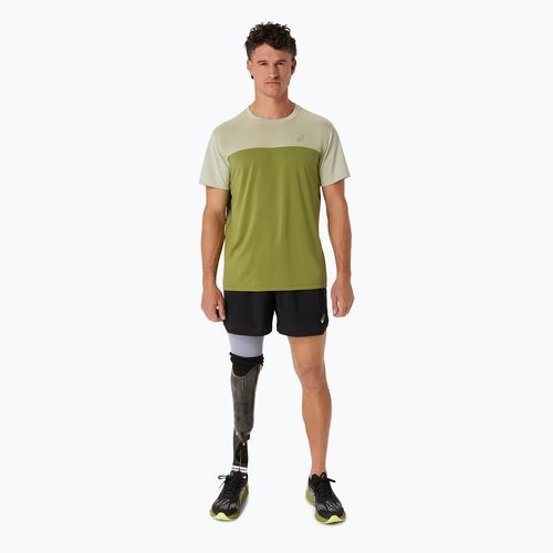 Мъжка тениска за бягане ASICS Race Top performance dry leaf green/cactus