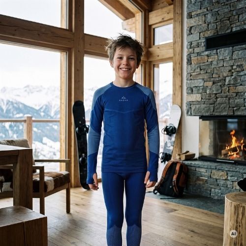 Детски комплект термоактивно бельо KADVA Frosty Jrb Set безшевен тъмносин