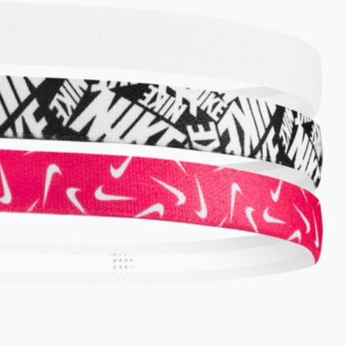 Лента за глава Nike Printed Headbands 3 бр. white/aster pink/black