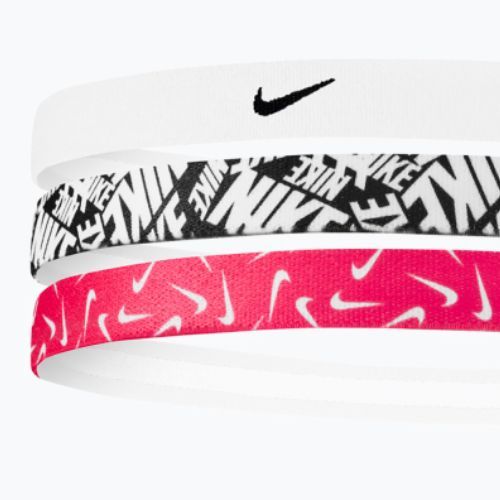 Лента за глава Nike Printed Headbands 3 бр. white/aster pink/black
