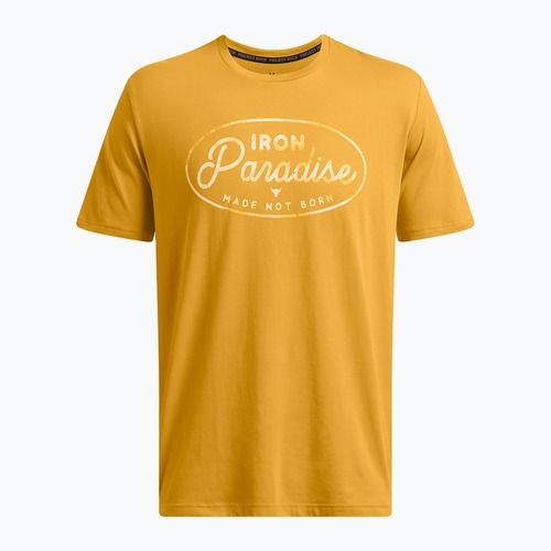 Мъжка тениска за тренировка Under Armour Project Rock Made Not Born golden yellow/steeltown gold