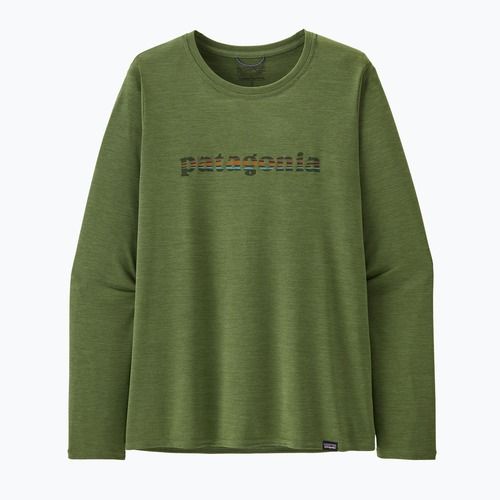 Дамска блуза с дълъг ръкав Patagonia Cap Cool Daily Graphic Shirt 73 text logo/terrain green x-dye