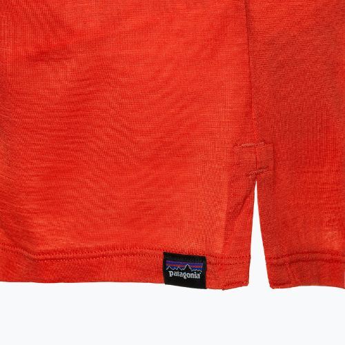 Дамска блуза с дълъг ръкав Patagonia Cap Cool Merino Blend Graphic outline text logo/madder red