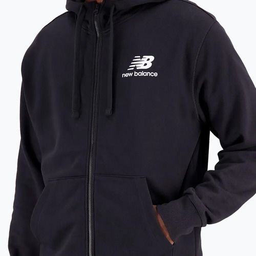 Мъжки суитшърт New Balance Essentials Stacked Logo French Terry black