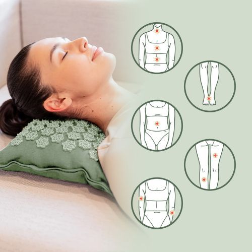 Подложка за акупресура XTREXO ECO с възглавница TXO-B4Z006-GN green