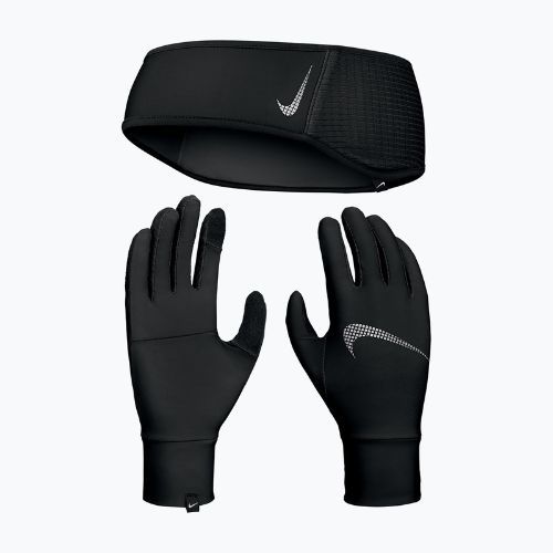 Дамски комплект лента + ръкавици Nike Essential Running black/ black/silver