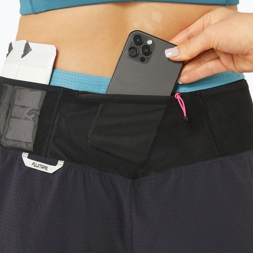 Дамски къси панталони за бягане ASICS Fujitrail 2-N-1 performance black/gris blue