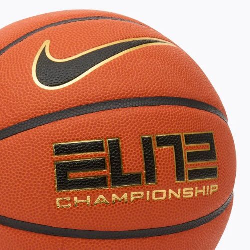 Баскетболна топка Nike Elite Championship 8P 2.0 Deflated amber court/ black/metallic gold/ black размер 6