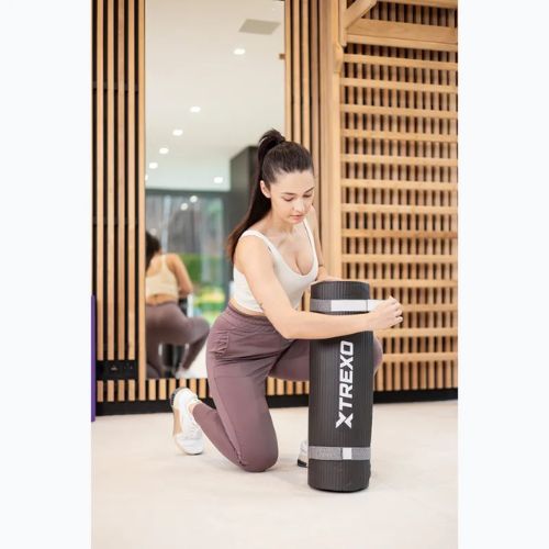 Подложка за упражнения XTREXO NBR 15 mm с каишка черна