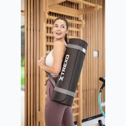 Подложка за упражнения XTREXO NBR 15 mm с каишка черна