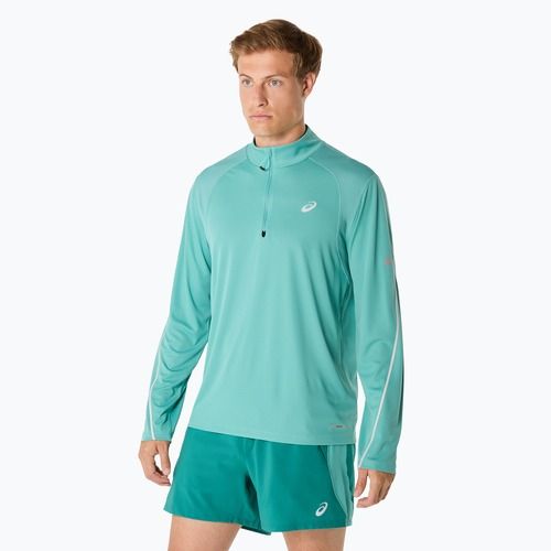 Мъжка блуза с дълъг ръкав за бягане ASICS Road Lite-Show 1/2 Zip light teal