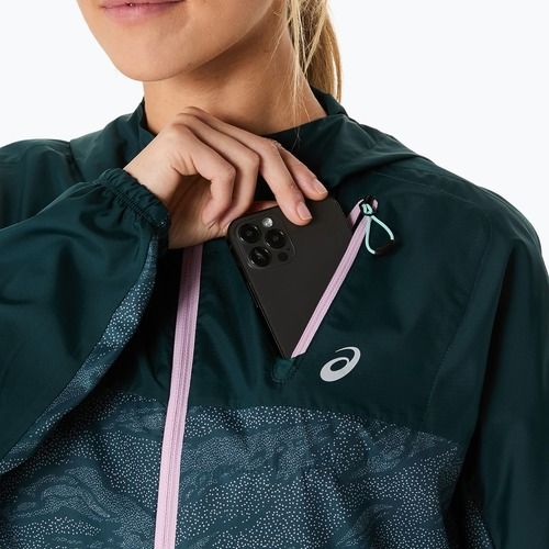 Дамско яке за бягане ASICS Fujitrail Packable saxon green/light ube