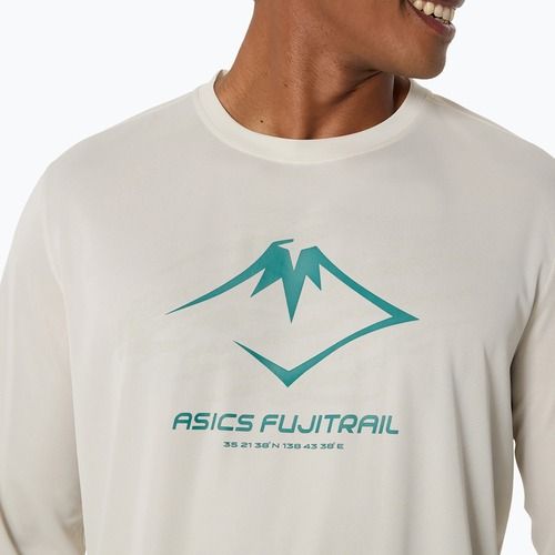 Мъжка блуза за бягане с дълъг ръкав ASICS Fujitrail Logo birch/white sage/rainy lake