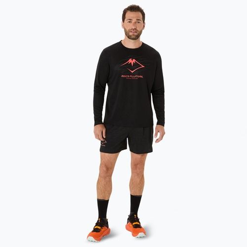 Мъжка блуза за бягане с дълъг ръкав ASICS Fujitrail Logo performance black/carbon/coral reefl
