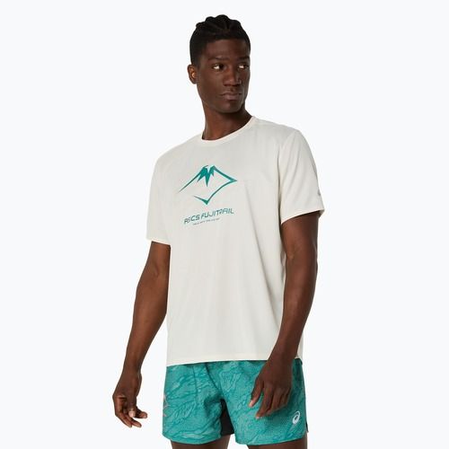 Мъжка тениска за бягане ASICS Fujitrail Logo birch/white sage/rainy lake