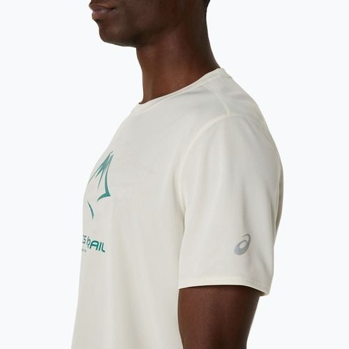 Мъжка тениска за бягане ASICS Fujitrail Logo birch/white sage/rainy lake