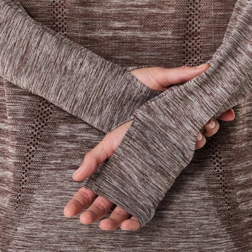 Дамска блуза с дълъг ръкав за бягане ASICS Seamless taupe grey/coffee