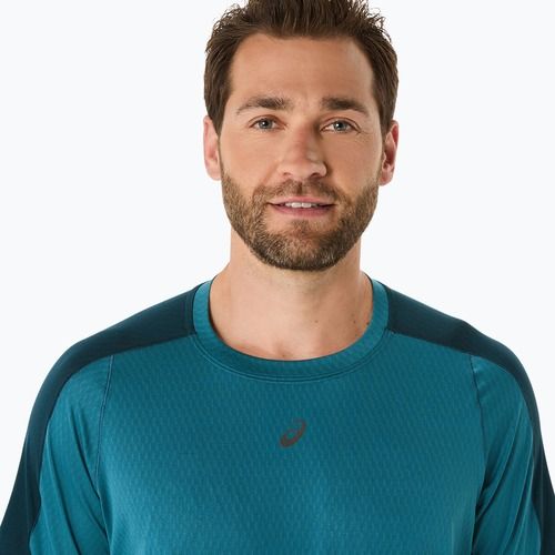 Мъжка тениска за бягане ASICS Fujitrail Elite Top atlantis blue/saxon green