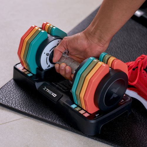 Комплект регулируеми дъмбели TREXO 2 x 10 kg multicolor
