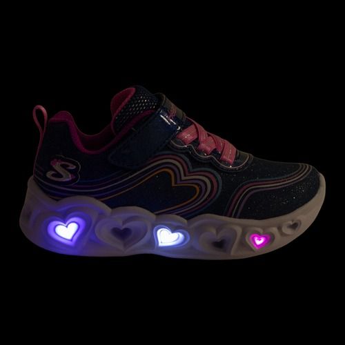 Детски обувки SKECHERS Heart Lights Retro Hearts navy leather/multi trim