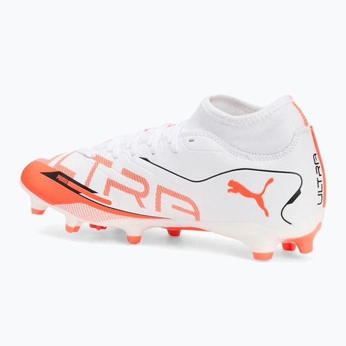 Мъжки футболни обувки PUMA Ultra 5 Play+ FG/AG puma white/puma black/glowing red