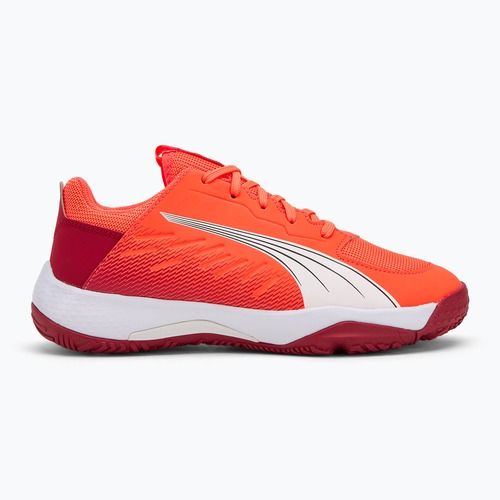 Детски обувки за хандбал PUMA Accelerate Jr светещо червено/бяло/тъмно малиново/черно