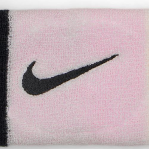 Лента за китка Nike Swoosh Doublewide Wristbands 2 бр. pink foam/coconut milk/black