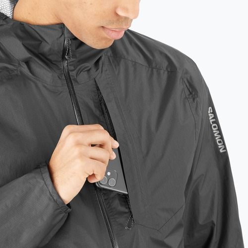 Мъжко водоустойчиво яке за бягане Salomon Bonatti deep black
