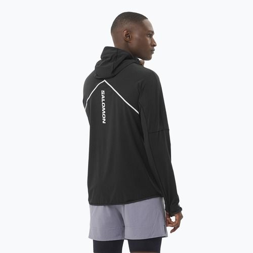 Мъжки потник за бягане Salomon Sense Aero Hybrid Half Zip Hooded deep black