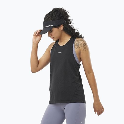 Дамски потник за бягане Salomon SHAKEout Core Tank deep black