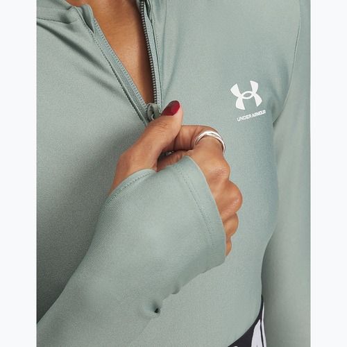 Дамски тренировъчен топ Under Armour Heat Gear Rib 1/4 Zip silica green/silica green/white