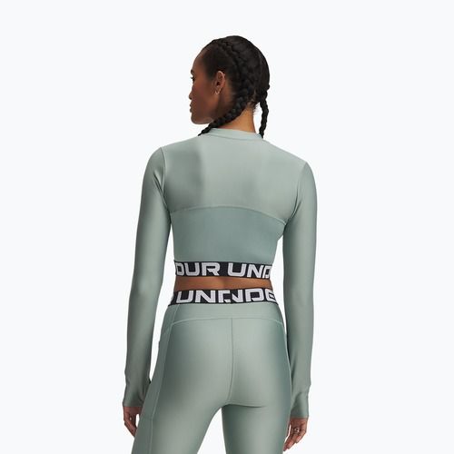 Дамски тренировъчен топ Under Armour Heat Gear Rib 1/4 Zip silica green/silica green/white