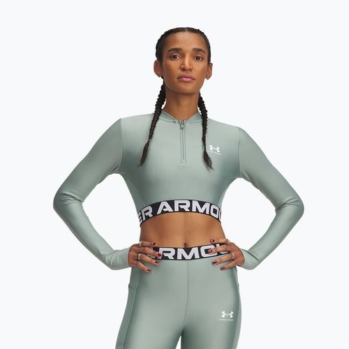 Дамски тренировъчен топ Under Armour Heat Gear Rib 1/4 Zip silica green/silica green/white