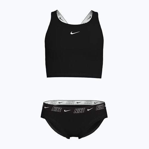 Детски бански от две части Nike Logo Tape Crossback Midkini черен