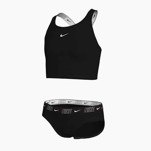 Детски бански от две части Nike Logo Tape Crossback Midkini черен