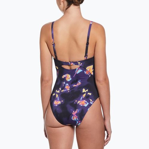 Nike Floral Blur V-Neck дамски бански от една част черен