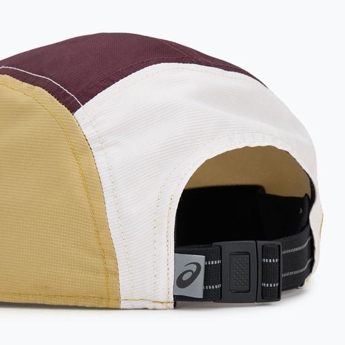 ASICS 5 панелна бейзболна шапка с мантия в зелено/тъмна касис/лимонова трева