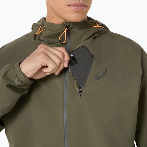 ASICS мъжко яке за бягане Fujitrail Elite Waterproof мантия зелено