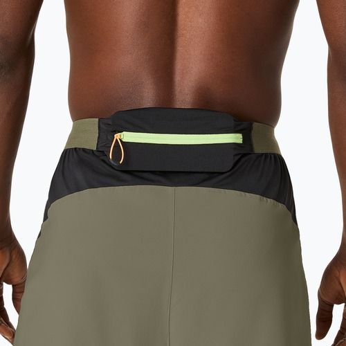 ASICS мъжки къси панталони за бягане Fujitrail All Over Print 5IN мантово зелено