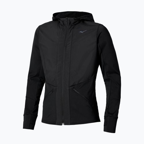 Мъжко яке за бягане Mizuno Warmalite Hybrid с качулка и цип черно