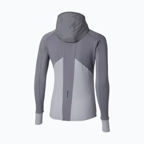 Дамско яке за бягане Mizuno Active Warm Hybrid Full Zip с качулка quicksilver