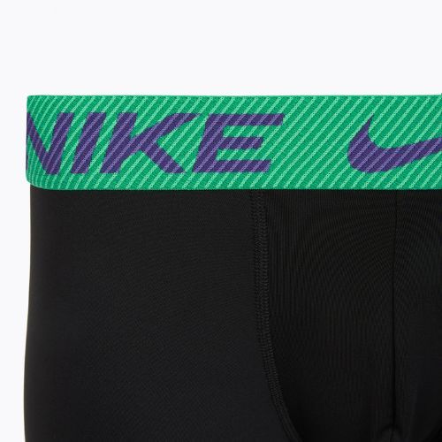 Мъжки боксерки Nike Dri-Fit Essential Micro Trunk 3 чифта black green shock/wild violet/black text wb