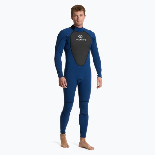 Мъжки неопренов костюм за сърфинг AQUASTIC 3/2 mm WAVEY 3/2 navy blue
