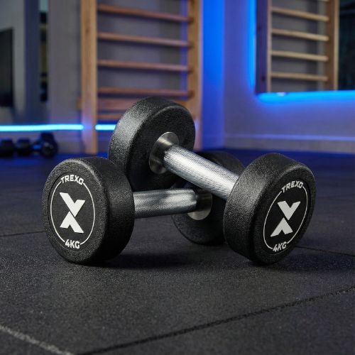 Гумен чугунен дъмбел XTREXO Pro 4 kg black