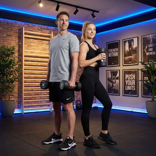 Дъмбел с гумено покритие XTREXO Pro 16 kg black