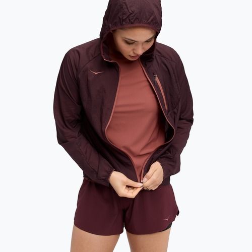Дамско яке за бягане HOKA Skyflow black cherry