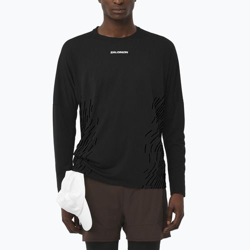 Мъжка блуза с дълъг ръкав за бягане Salomon Sense Aero GFX deep black